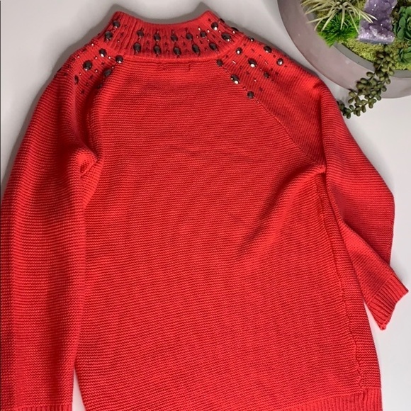 NY & Co embellished mock neck guava sweater small - Picture 7 of 7